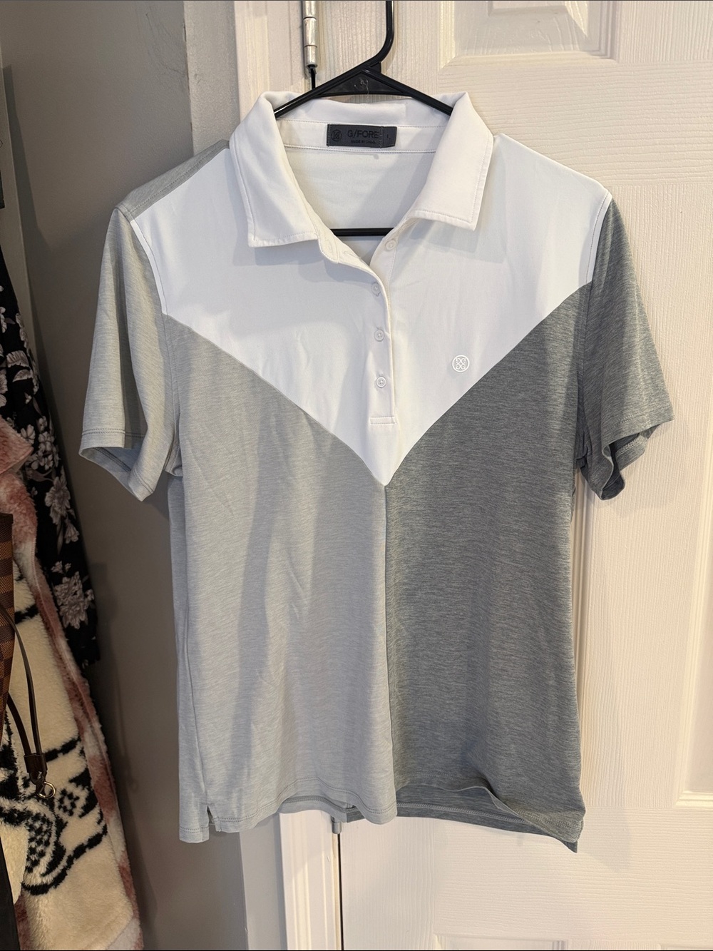 G/Fore women’s Two-Tone Gray & White golf Shirt